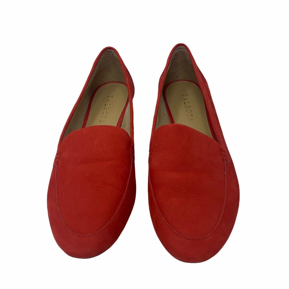 Talbots Red Slip On Penny Loafers Suede Career